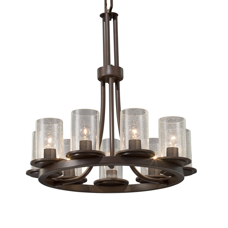 Nine Light Chandelier from the Fusion Collection in Dark Bronze Finish by Justice Designs