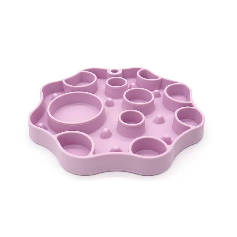 Silicone Dog Slow Feeder and Licking Mat – 2 in 1 Puzzle Bowl for Dog Slow Feeding(Light purple)