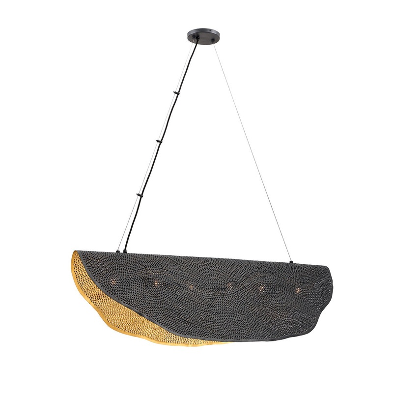 Six Light Chandelier from the Lahar Collection in Bronze and Gold Finish by Eurofase