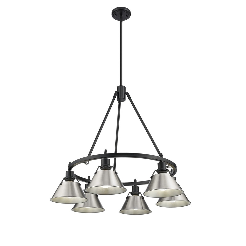 Six Light Chandelier from the Orwell Collection in Matte Black Finish by Golden