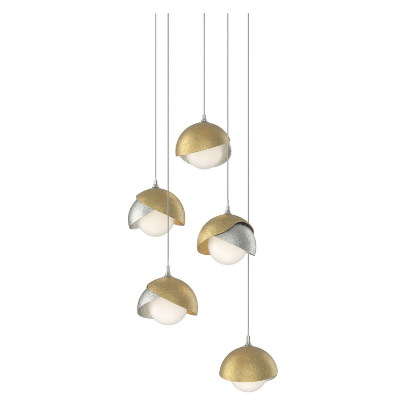 Brooklyn 5-Light Double Shade Pendant Sterling Modern Brass