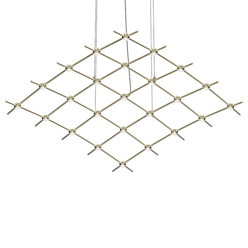 Constellation Aquarius Medius Satin Brass with Clear Faceted Acrylic 3000K 10′ Adjustable Cord/Cable