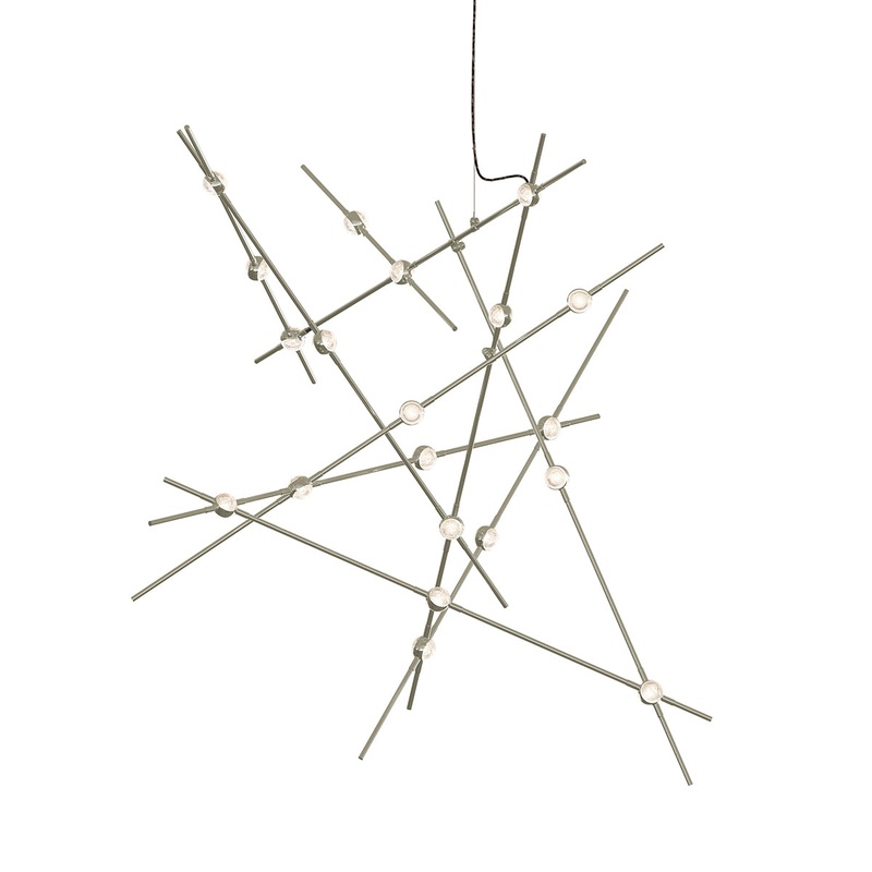 Constellation Aquila Major Satin Nickel with Clear Faceted Acrylic 3000K 10′ Adjustable Cord/Cable