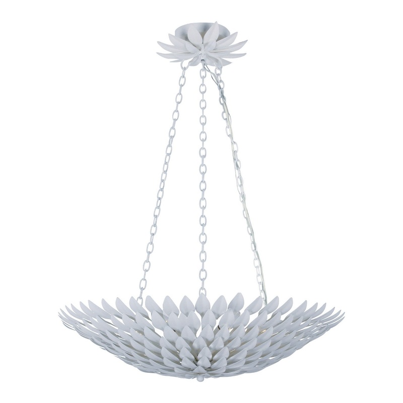 Crystorama 517-MT Broche Six Light Chandelier Matte White