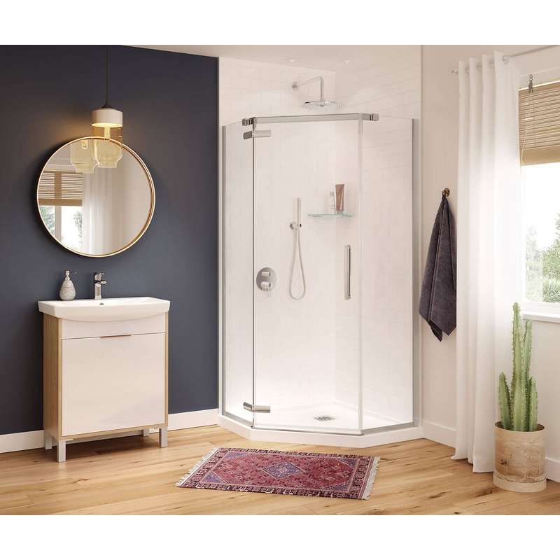 MAAX 137301-900-084-000 Hana Neo-angle 40 x 40 x 75 in. 8mm Pivot Shower Door for Corner Installation with Clear glass in Chrome