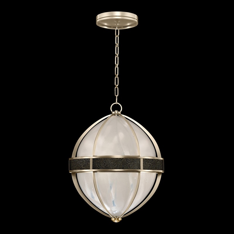 Mirage 18.75″W Round Pendant Champagne/Brass/Black Knight