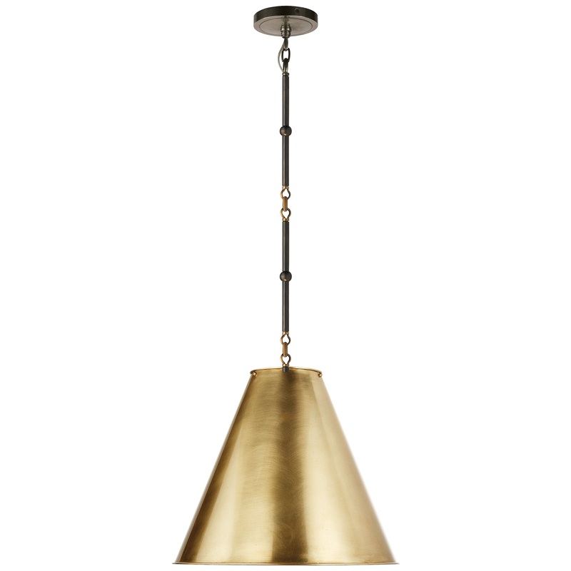 One Light Pendant from the Goodman Collection in Bronze With Antique Brass Finish by Visual Comfort Signature