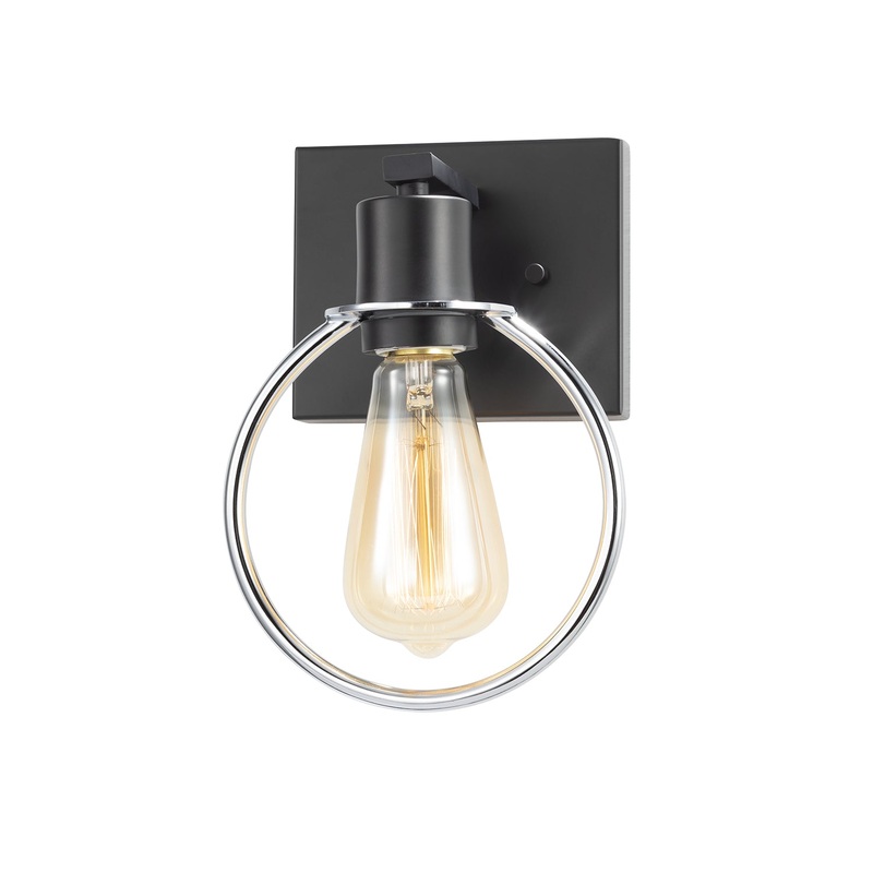 One Light Wall Sconce from the Volta Collection in Matte Black w/ Chrome Finish by Justice Designs