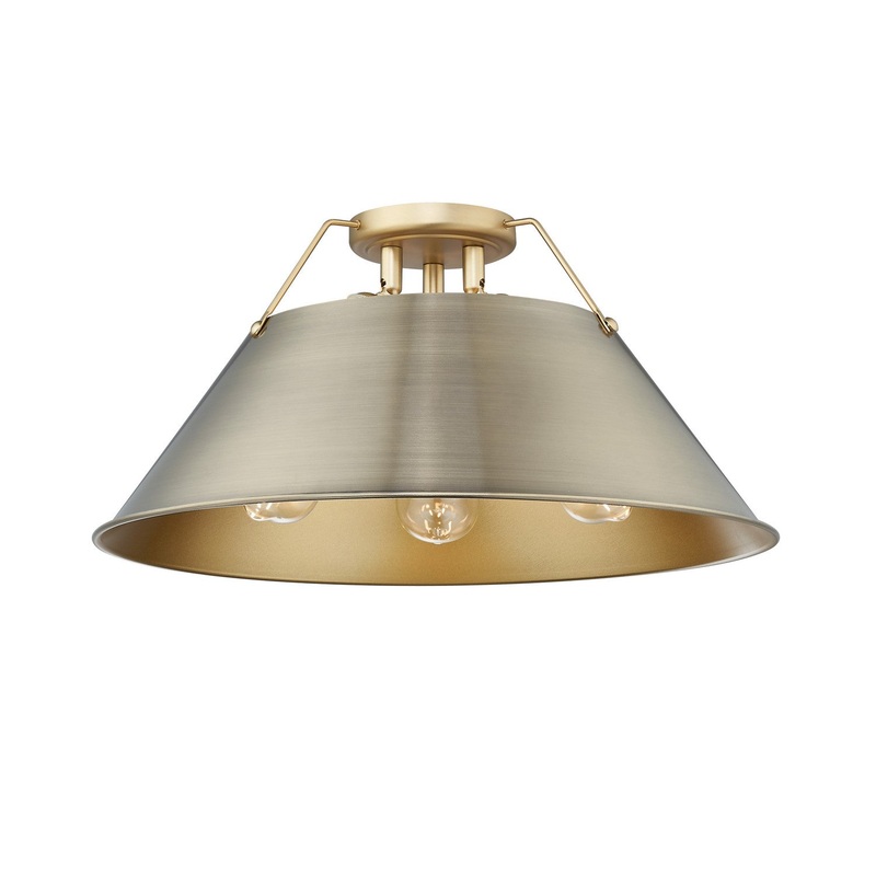Three Light Flush Mount from the Orwell Collection in Brushed Champagne Bronze Finish by Golden