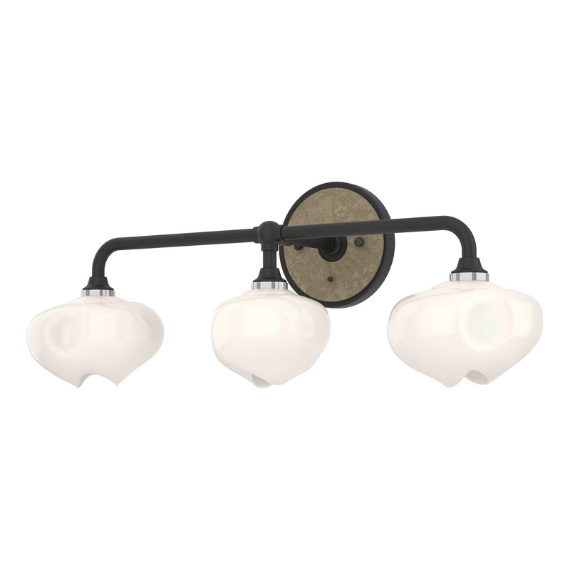 Ume 3-Light Curved Arm Bath Sconce Black Soft Gold