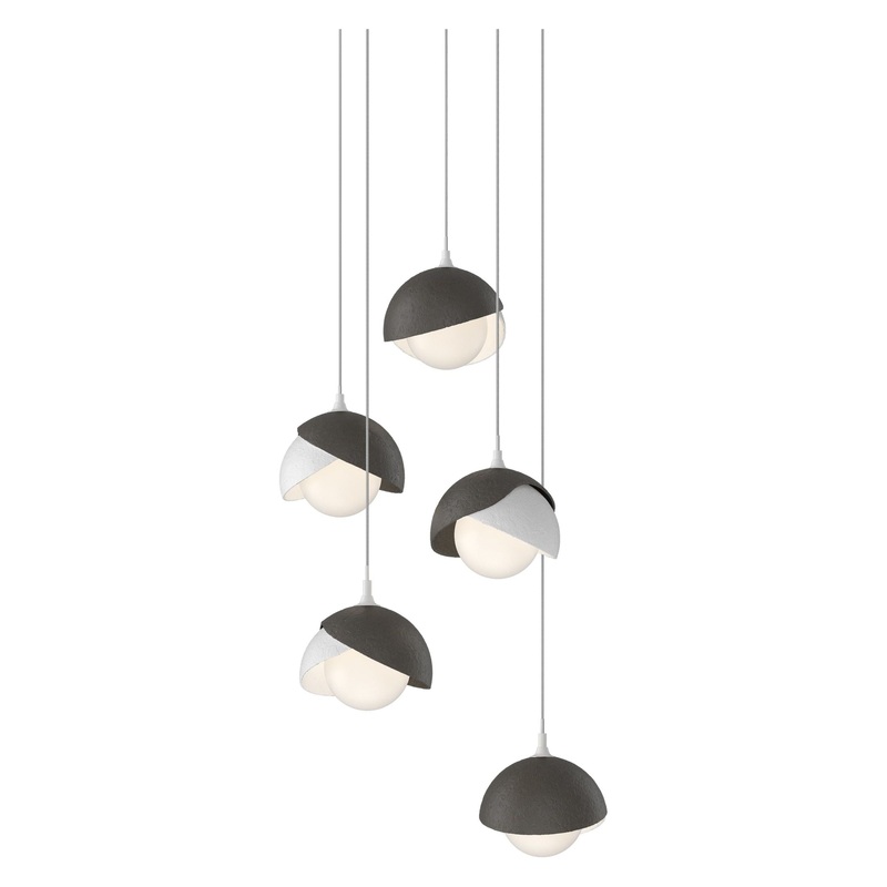 Brooklyn 5-Light Double Shade Pendant White Dark Smoke