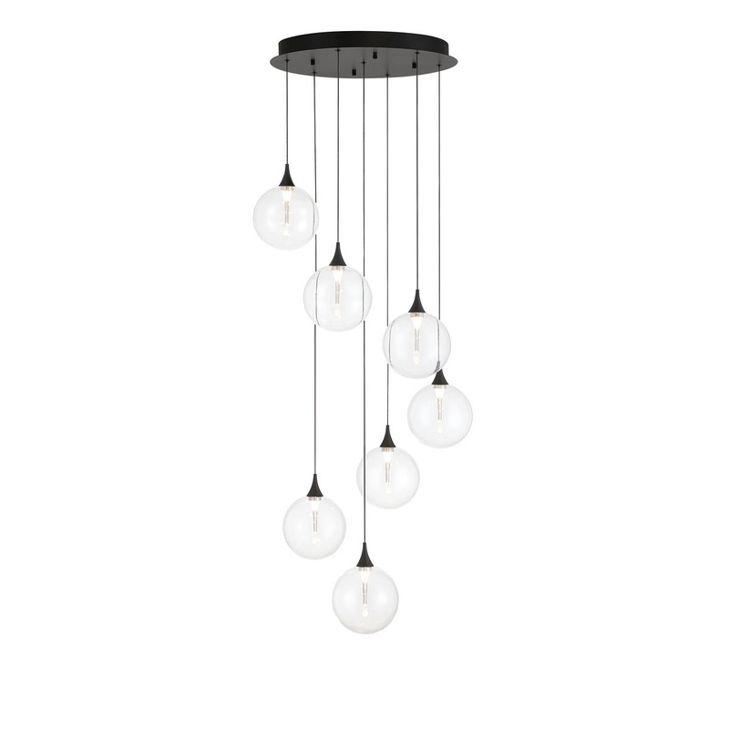 Iissa 7-Light 21″ Chandelier Black Clear Glass
