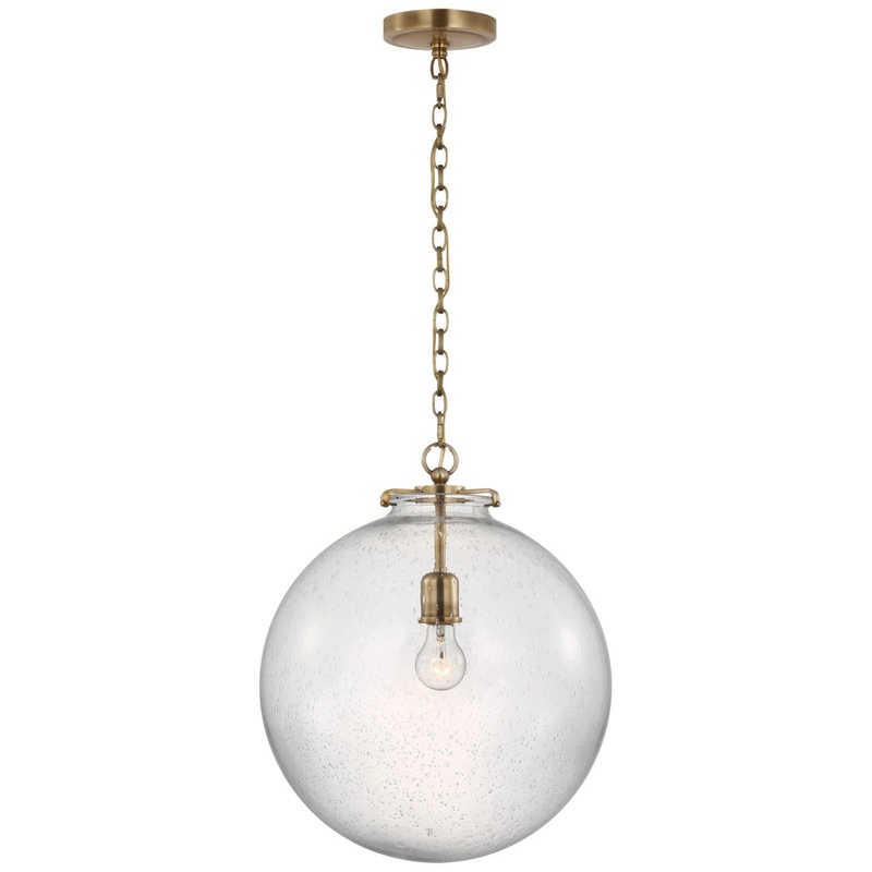 LED Pendant from the Katie Globe Collection in Hand-Rubbed Antique Brass Finish by Visual Comfort Signature