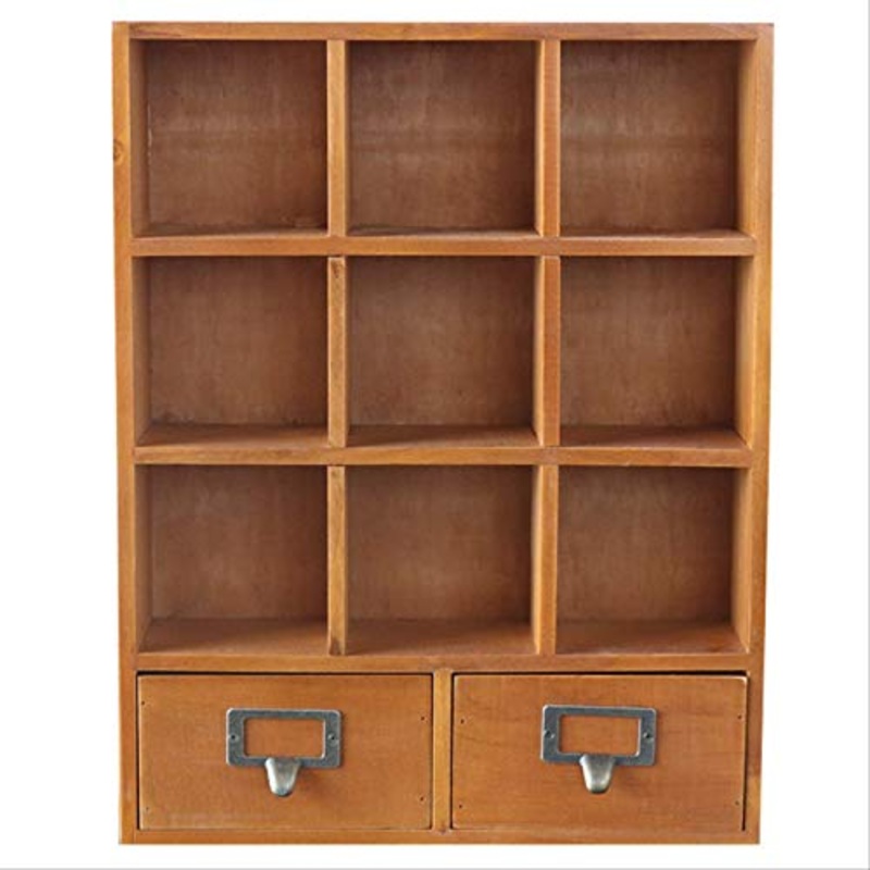 Lucidting Tipo di Cassettiera in Legno Armadio Pensile Decorazione Desktop 3 Strati Due pareggi
