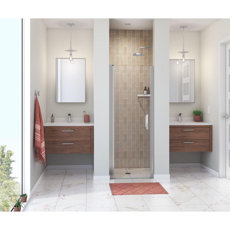 MAAX 138262-900-084-101 Manhattan 27-29 x 68 in. 6 mm Pivot Shower Door for Alcove Installation with Clear glass & Square Handle in Chrome
