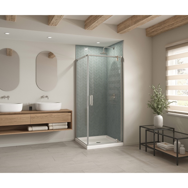 MAAX 410000-500-001-000 B3Round 3636 Acrylic Corner Left or Right Shower Base in White with Center Drain