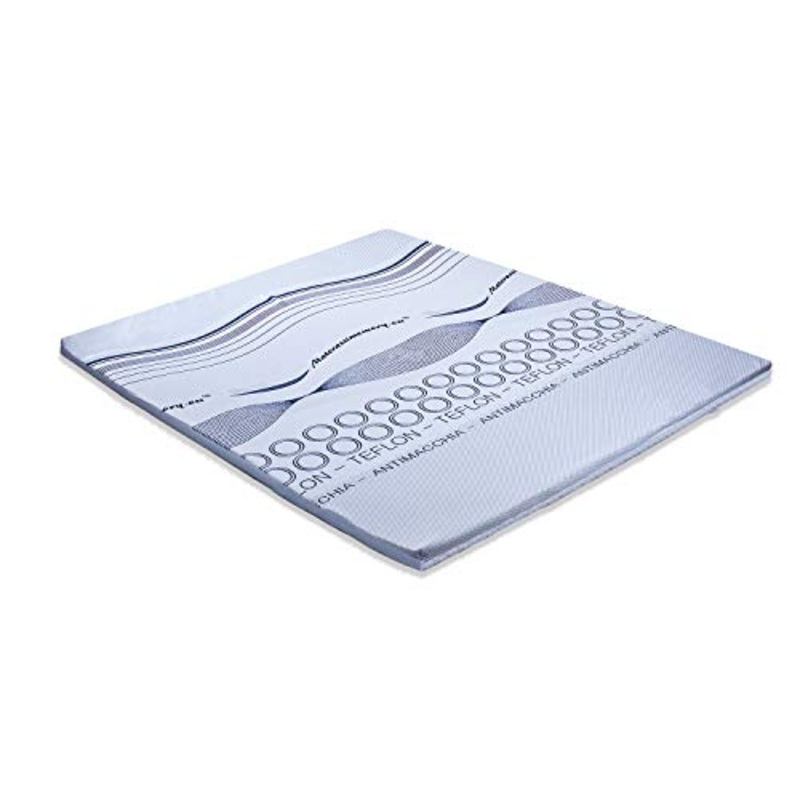 Materassimemory.eu Topper Memory Foam Matrimoniale Mis. 160×190 Alto 4cm Memory Foam Rivestimento Teflon Antimacchia con elasitici angolari di Fissaggio
