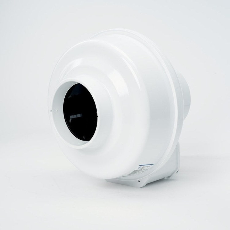 Radon Fan Inline 169 Cubic Feet per Minute 120 Volt 4 Inch Plastic