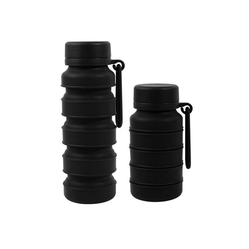 Black Collapsible Silicone Water Bottle – 510ml Portable Food-Grade Travel & Sports Drink Flask