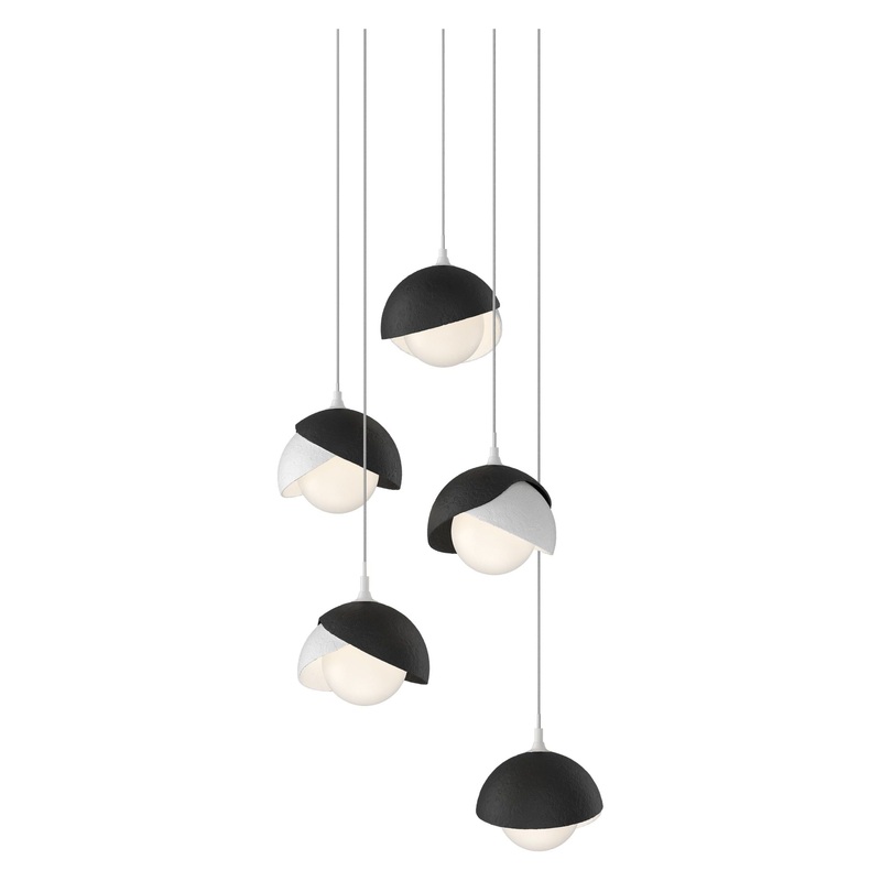 Brooklyn 5-Light Double Shade Pendant White Black