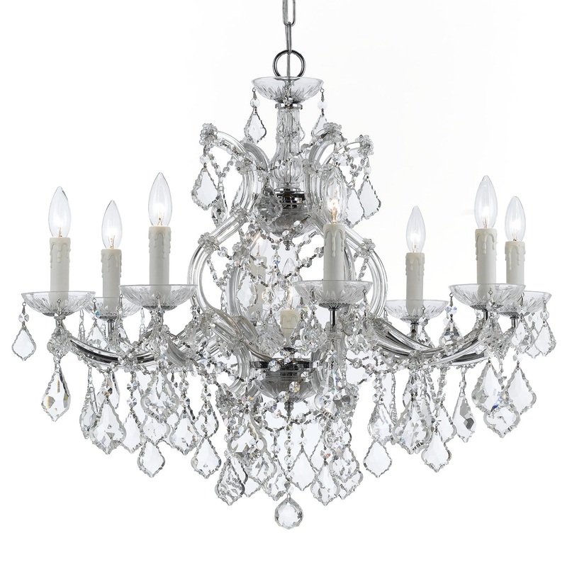 Crystorama 4408-CH-CL-S Maria Theresa Nine Light Chandelier Polished Chrome
