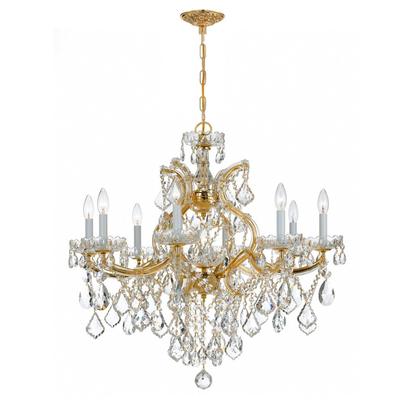 Crystorama 4409-GD-CL-MWP Maria Theresa Nine Light Chandelier Gold