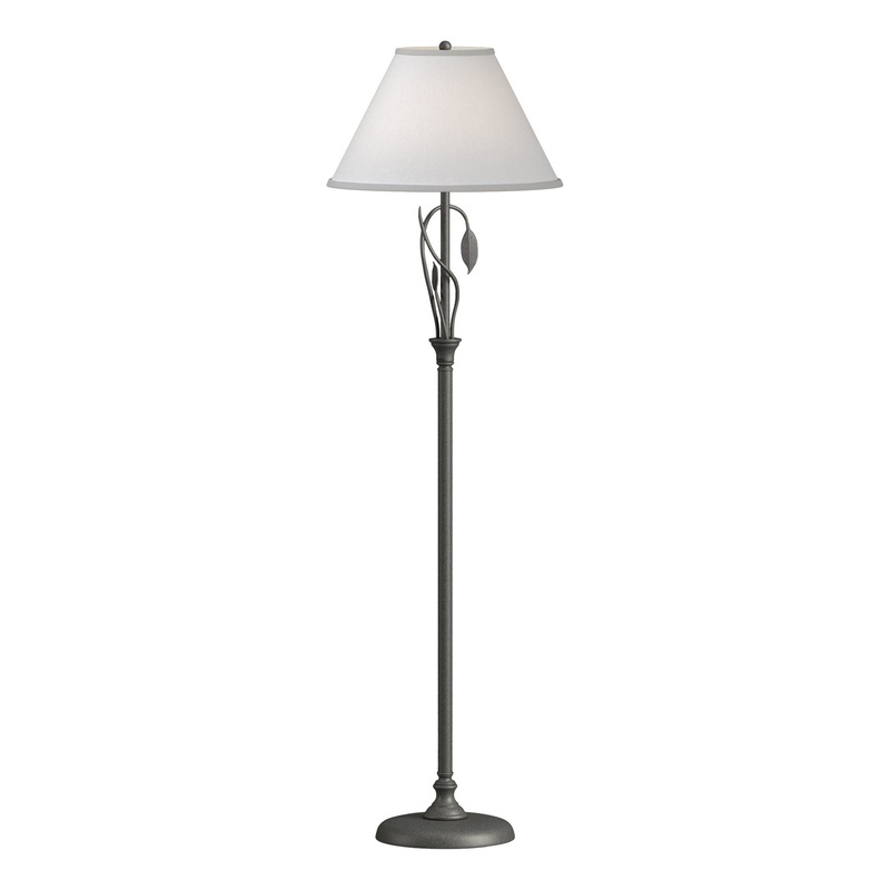 Forged Leaves and Vase Floor Lamp Natural Iron