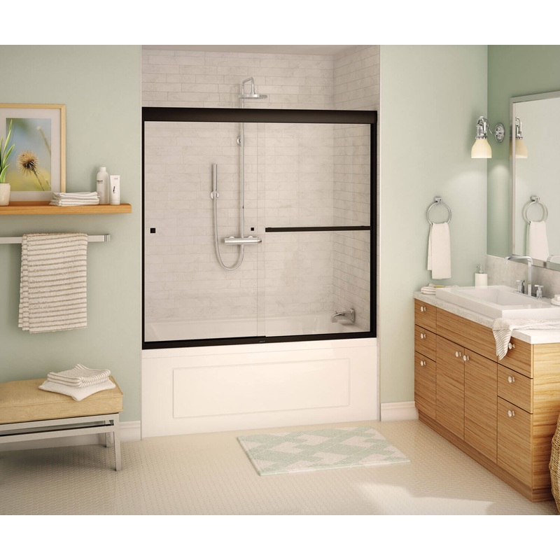 MAAX 135670-900-172-000 Aura SC 55-59 in. x 57 in. 8 mm Bypass Tub Door for Alcove Installation with Clear glass in Dark Bronze