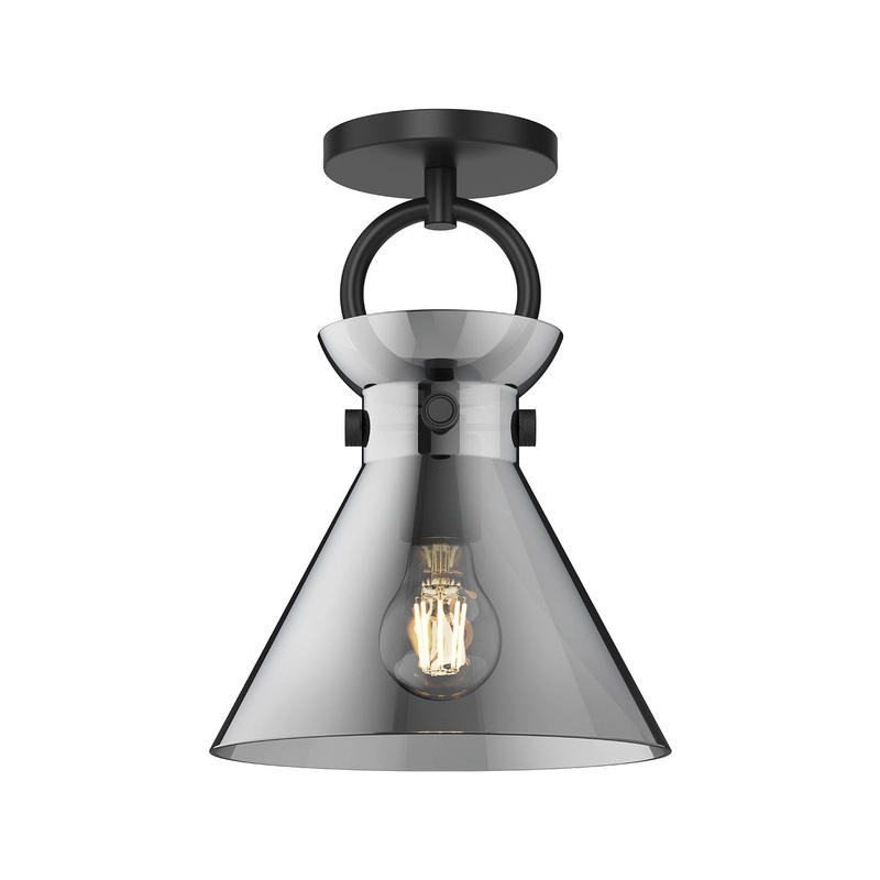 One Light Semi-Flush Mount from the Emerson Collection in Matte Black Finish by Alora