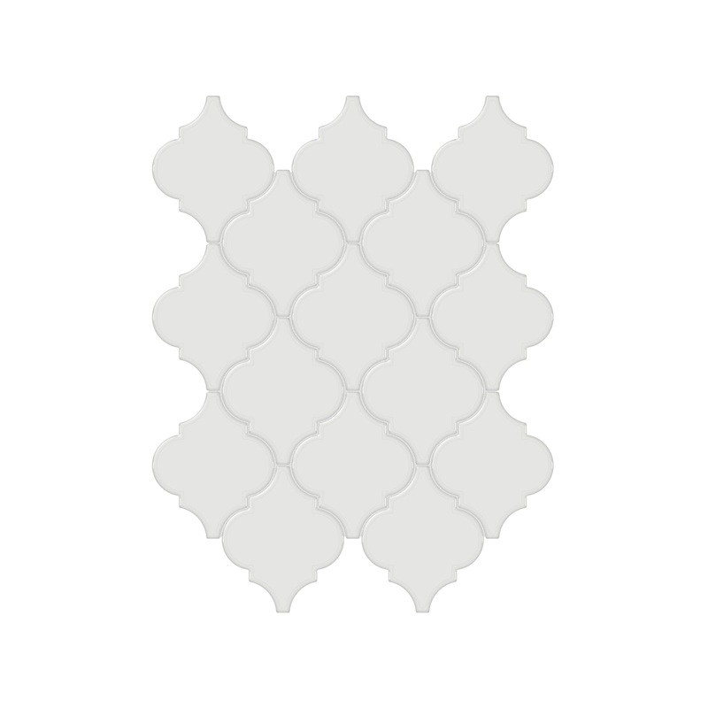 Soho Vintage Grey Beveled Arabesque Glossy Porcelain Mosaics. 1 Sheet = .96 Sq. Ft.