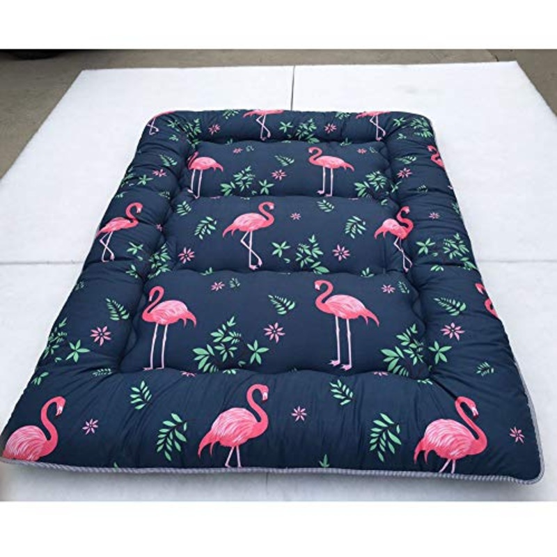WSZGR 100% Cotone Futon Roll Up Portatile Campeggio Materasso,Giapponese Materasso A Pavimento Shikibuton,Stampato Pavimento Sleeping Pad Fenicottero 100x200cm/39x79inch