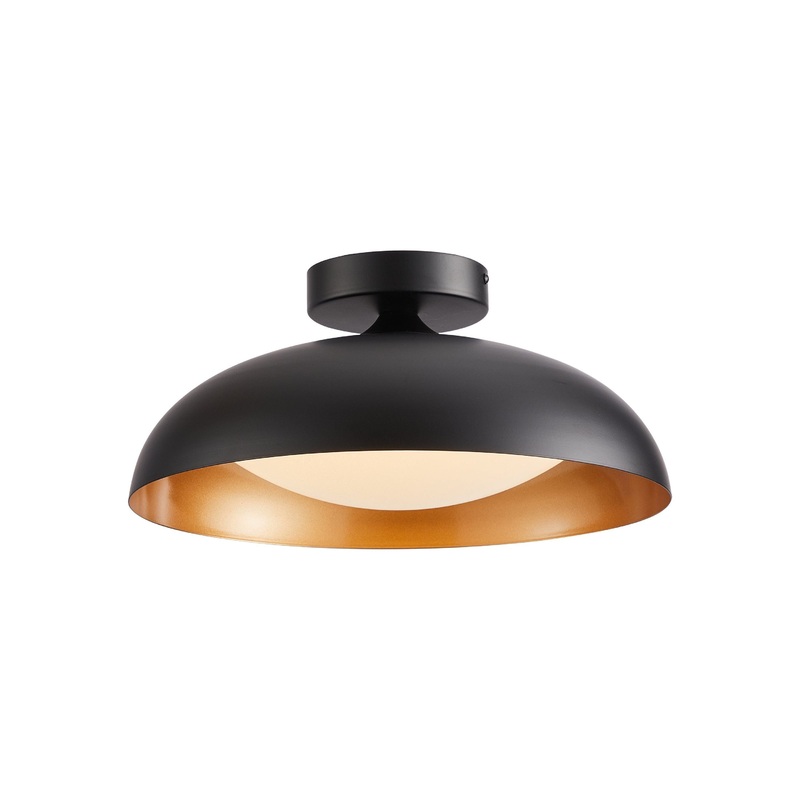 Camrose 12″ Flush Mount Black with Gold