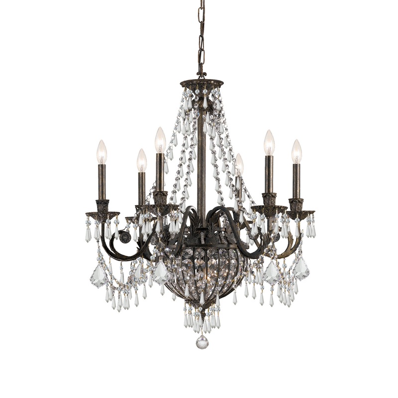 Crystorama 5166-EB-CL-MWP Vanderbilt Six Light Chandelier English Bronze