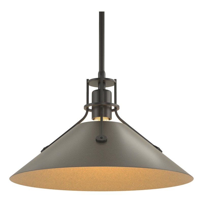 Henry Medium Steel Shade Pendant Black Dark Smoke