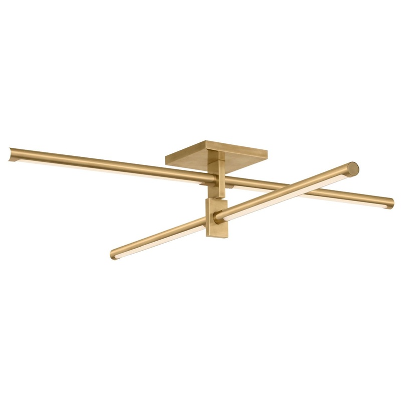 LED Flush Mount from the Axis Collection in Antique-Burnished Brass Finish by Visual Comfort Signature