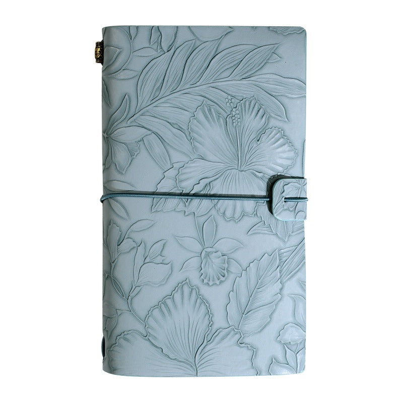 Light blue 2-Pack Vintage Floral Embossed PU Leather Journals – 192 Pages Each