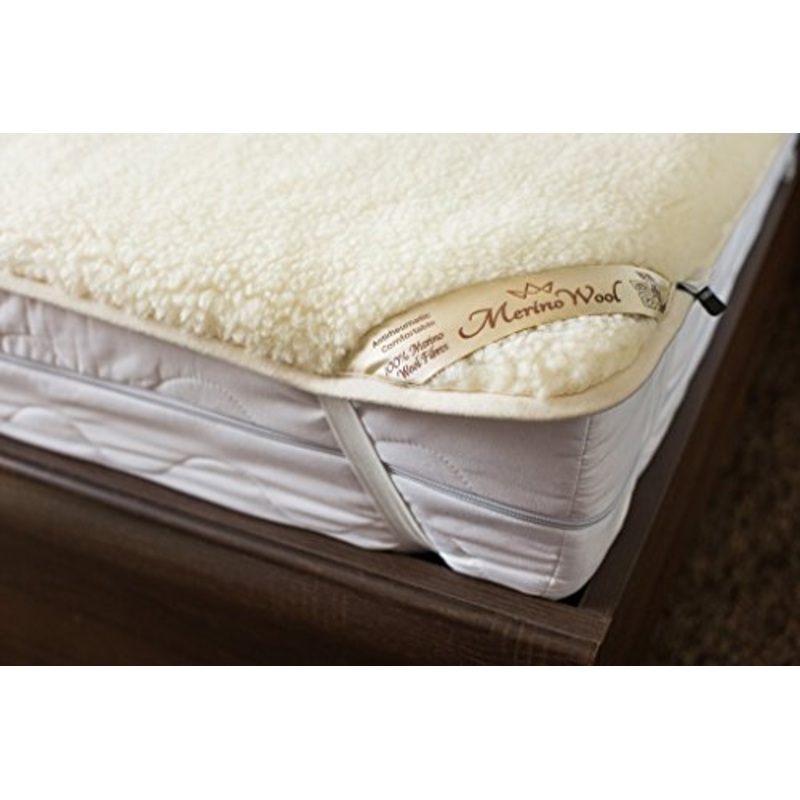 Merino Wool Lana merino lana d’agnello sottotetto, coprimaterasso per materasso king size, 160 x 200 cm, prodotto naturale con marchio di lana