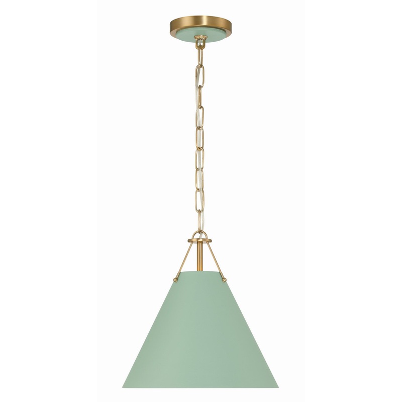 One Light Mini Pendant from the Xavier Collection in Vibrant Gold / Green Finish by Crystorama