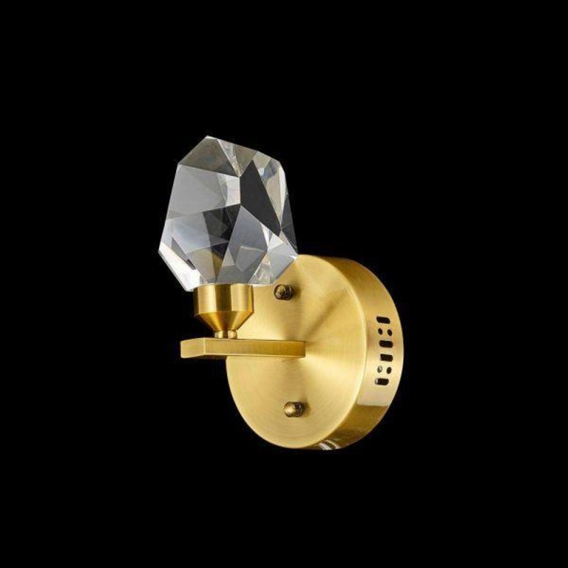Rock Crystal Sconce Antique Brass