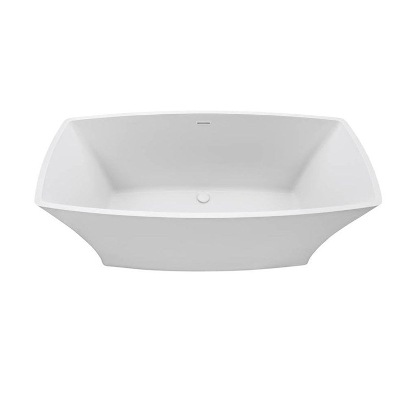 Soaking Tub Marcel 65.5 x 31 Inch Freestanding Rear Center Drain White Gloss Mineral Composite