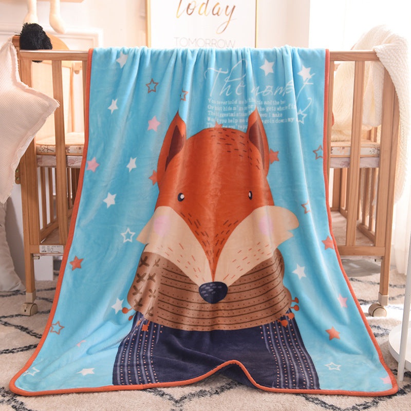 Ultra-Soft Kids Plush Fleece Blanket – Cozy Cartoon Animal Throw for All Seasons (Fox)