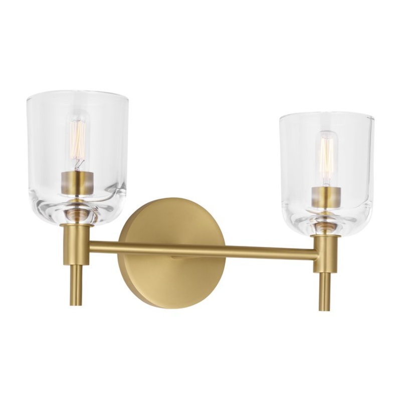 Vanity Light Hartley 2 Lamp Burnished Brass Steel LED Candelabra T6
