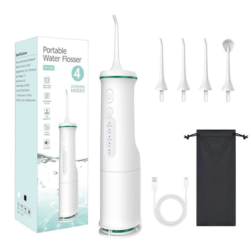 White Home Electric Oral Irrigator – Portable Water Flosser for Teeth Cleaning