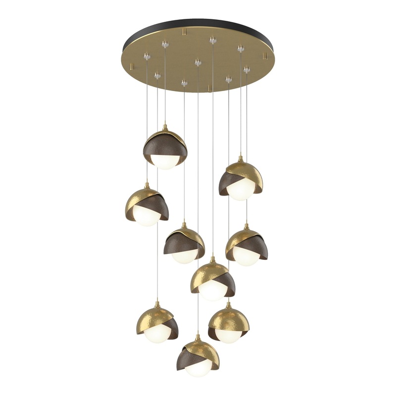 Brooklyn 9-Light Double Shade Pendant Modern Brass Bronze