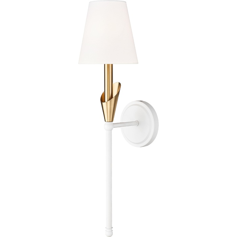 Claudelle 1-Light Wall Sconce Textured White + Modern Gold