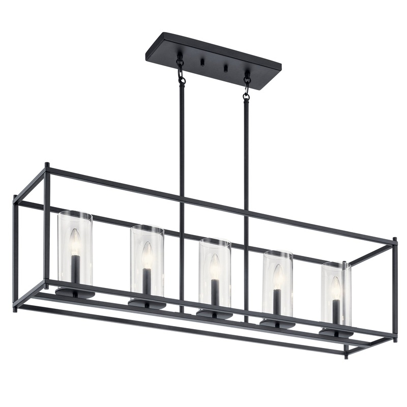 Kichler 43995BK Five Light Linear Chandelier, Black