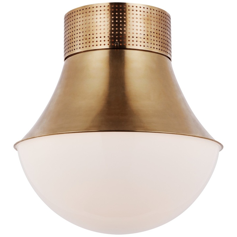 LED Flush Mount from the Precision Collection in Antique-Burnished Brass Finish by Visual Comfort Signature
