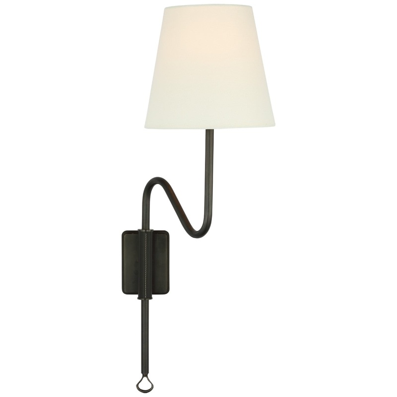 LED Wall Sconce from the Griffin Collection in Bronze And Chocolate Leather Finish by Visual Comfort Signature