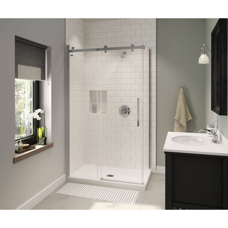 MAAX 420028-502-001-000 B3X 4836 Acrylic Corner Left Shower Base with Center Drain in White