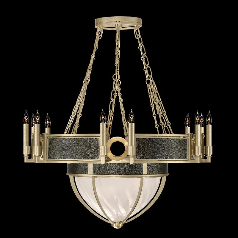 Mirage 35.75″W Round Chandelier Soft Gold Leaf/Brass/Black Knight